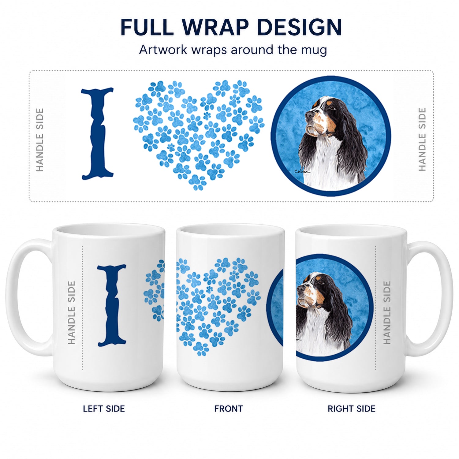 Blue Springer Spaniel Ceramic Coffee Mug 15 oz Decorative Large C Handle Mug Cup for Tea, Cocoa Hot Chocolate