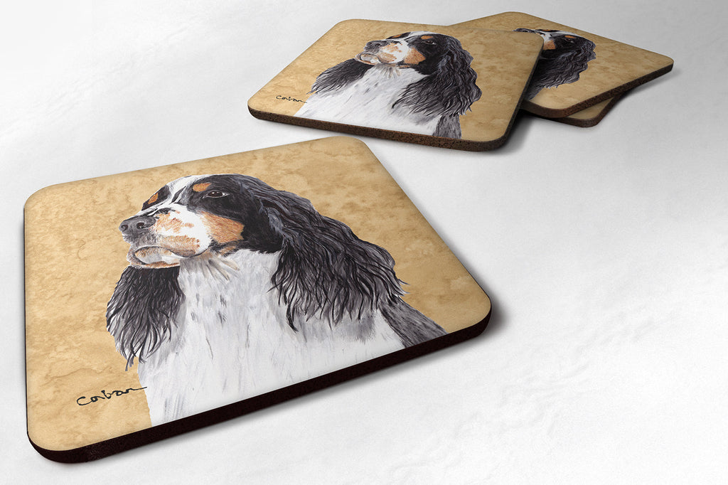 Springer Spaniel Wipe your Paws Foam Coasters Set of 4 Cup Coasters for Indoor Outdoor, Tabletop Protection, Anti Slip, Mouse pad Material