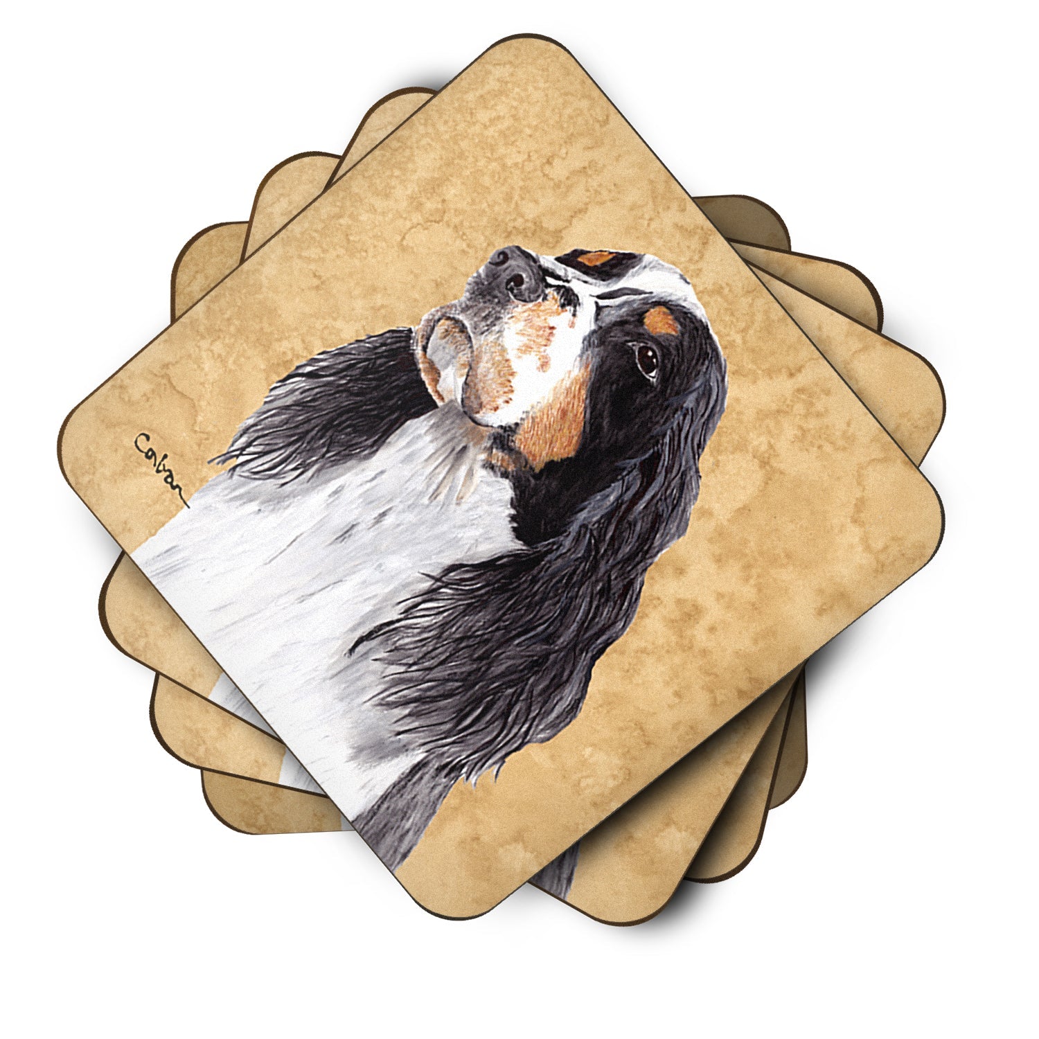 Springer Spaniel Wipe your Paws Foam Coasters Set of 4 Cup Coasters for Indoor Outdoor, Tabletop Protection, Anti Slip, Mouse pad Material
