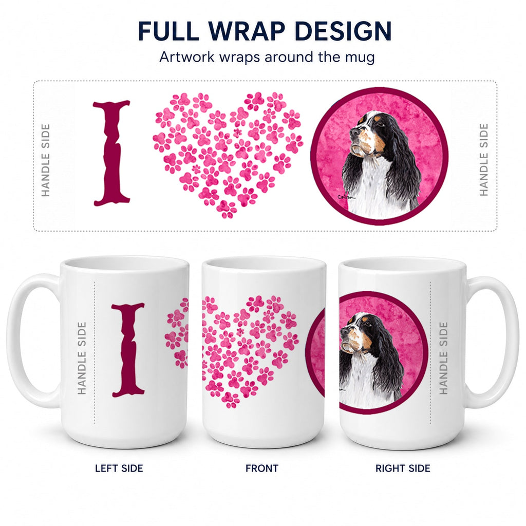 Pink Springer Spaniel Ceramic Coffee Mug 15 oz Decorative Large C Handle Mug Cup for Tea, Cocoa Hot Chocolate