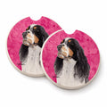 Pink Springer Spaniel Set of 2 Cup Holder Car Coasters Absorbent Round Sandstone Coasters Gifts for Men or Women, 2.5, Multicolor