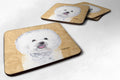 Bichon Frise Wipe your Paws Foam Coasters Set of 4 Cup Coasters for Indoor Outdoor, Tabletop Protection, Anti Slip, Mouse pad Material