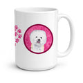 Pink Bichon Frise Ceramic Coffee Mug 15 oz Decorative Large C Handle Mug Cup for Tea, Cocoa Hot Chocolate