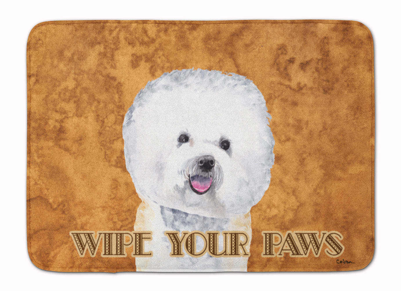 Bichon Frise Wipe your Paws Memory Foam Kitchen Mat Machine Washable Anti-Fatigue Cushion Comfort Bath or Kitchen Rug