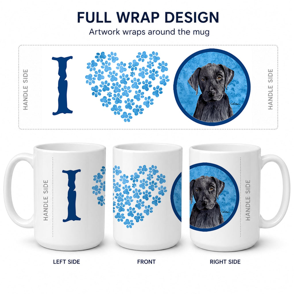 Blue Labrador Ceramic Coffee Mug 15 oz Decorative Large C Handle Mug Cup for Tea, Cocoa Hot Chocolate