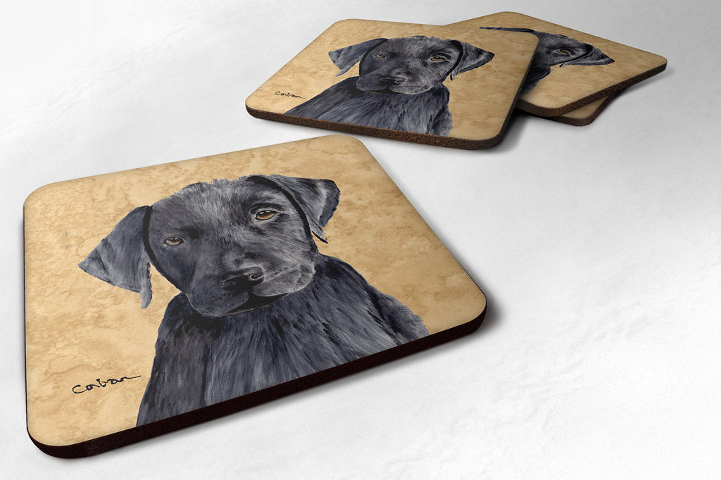 Labrador Wipe your Paws Foam Coasters Set of 4 Cup Coasters for Indoor Outdoor, Tabletop Protection, Anti Slip, Mouse pad Material