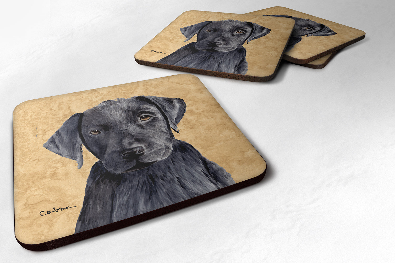 Labrador Wipe your Paws Foam Coasters Set of 4 Cup Coasters for Indoor Outdoor, Tabletop Protection, Anti Slip, Mouse pad Material