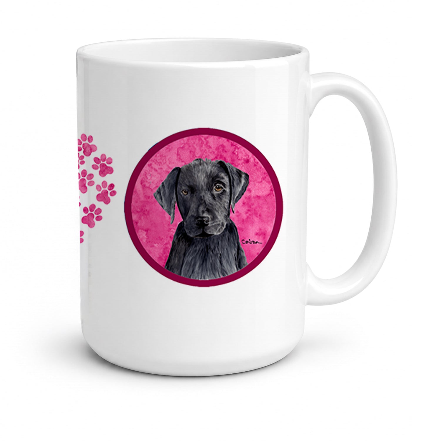 Pink Labrador Ceramic Coffee Mug 15 oz Decorative Large C Handle Mug Cup for Tea, Cocoa Hot Chocolate