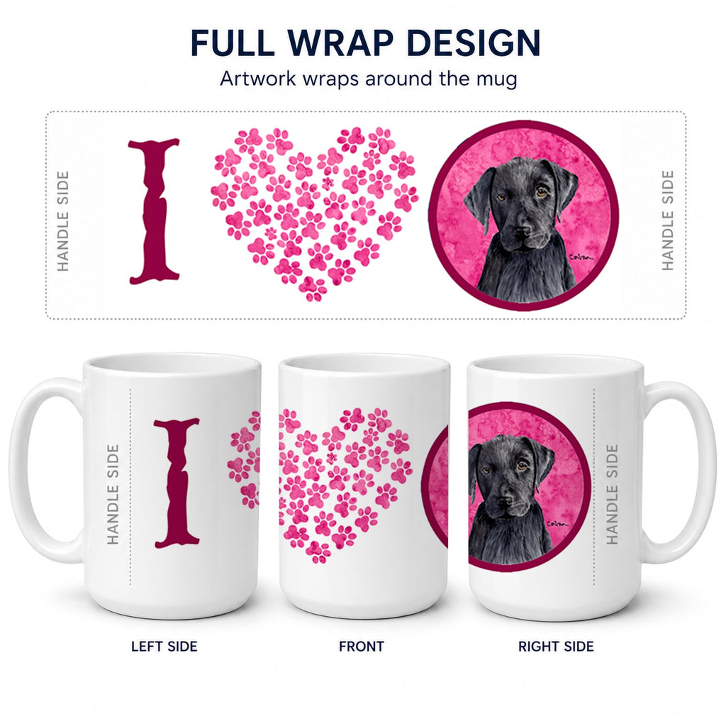 Pink Labrador Ceramic Coffee Mug 15 oz Decorative Large C Handle Mug Cup for Tea, Cocoa Hot Chocolate