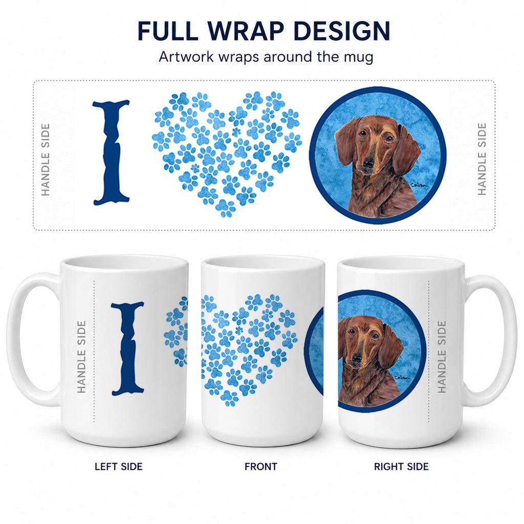 Blue Dachshund Ceramic Coffee Mug 15 oz Decorative Large C Handle Mug Cup for Tea, Cocoa Hot Chocolate