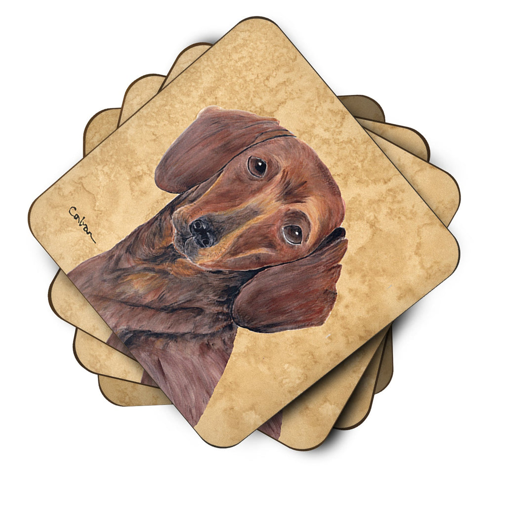 Dachshund Wipe your Paws Foam Coasters Set of 4 Cup Coasters for Indoor Outdoor, Tabletop Protection, Anti Slip, Mouse pad Material