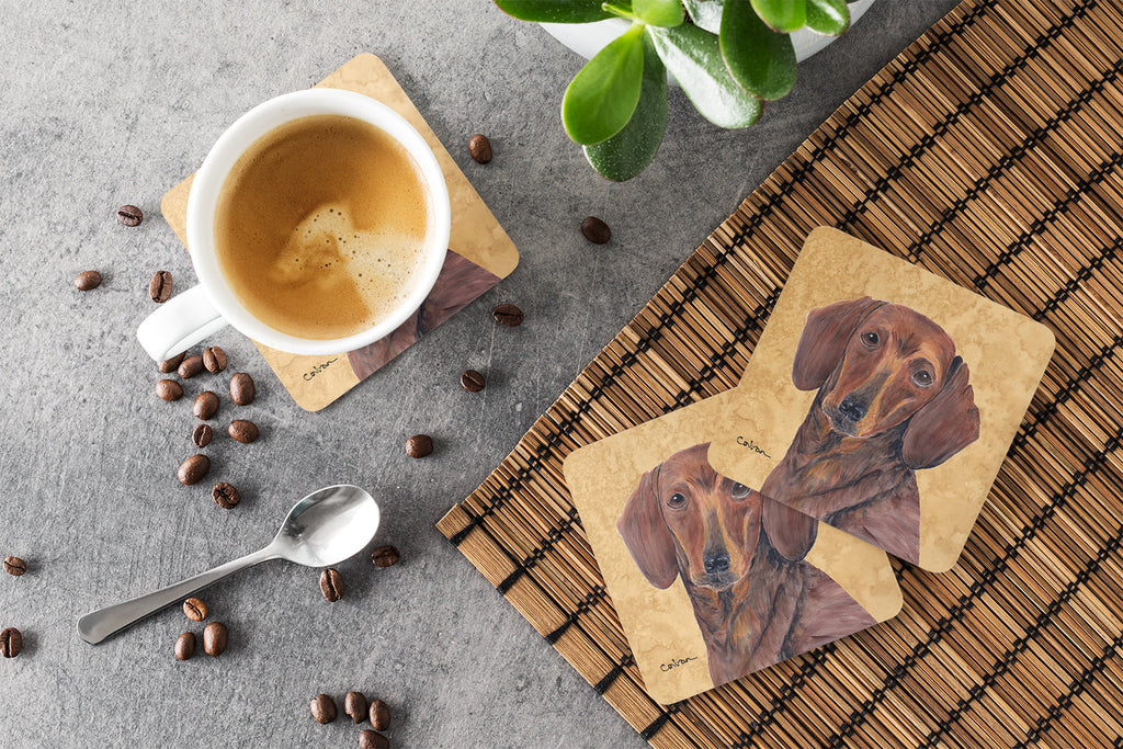 Dachshund Wipe your Paws Foam Coasters Set of 4 Cup Coasters for Indoor Outdoor, Tabletop Protection, Anti Slip, Mouse pad Material