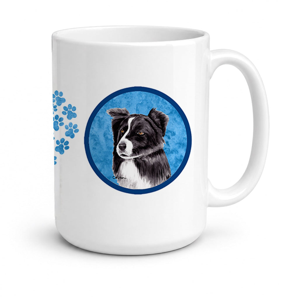 Blue Border Collie Ceramic Coffee Mug 15 oz Decorative Large C Handle Mug Cup for Tea, Cocoa Hot Chocolate