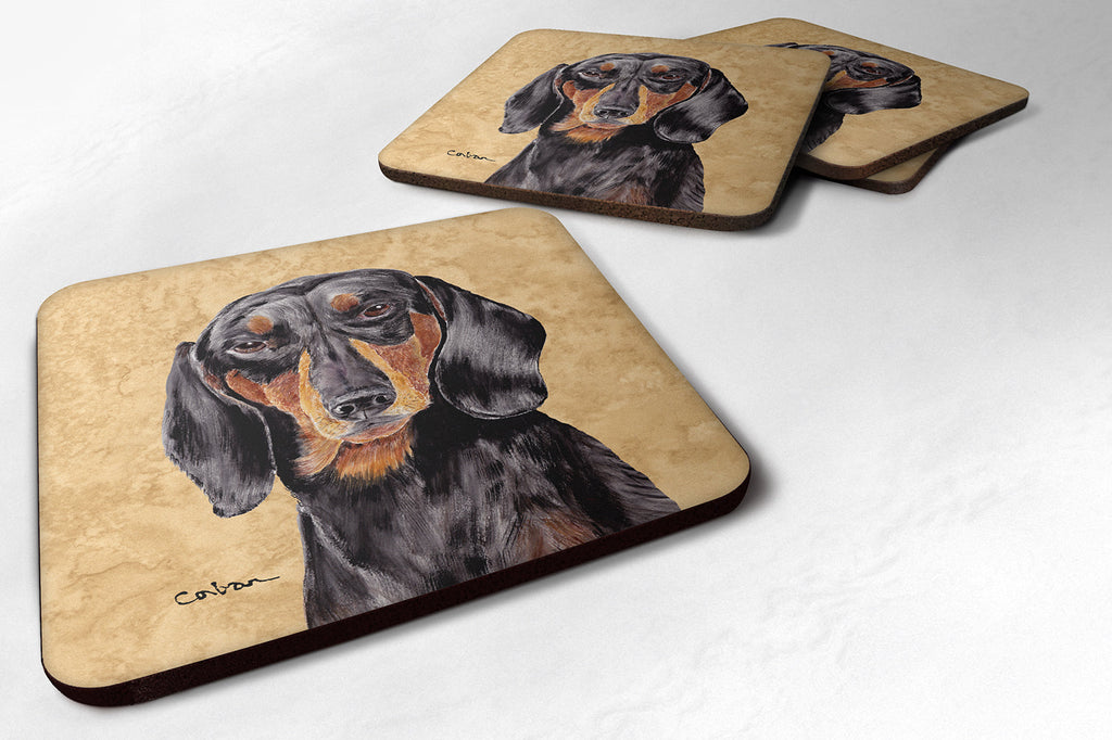 Dachshund Wipe your Paws Foam Coasters Set of 4 Cup Coasters for Indoor Outdoor, Tabletop Protection, Anti Slip, Mouse pad Material