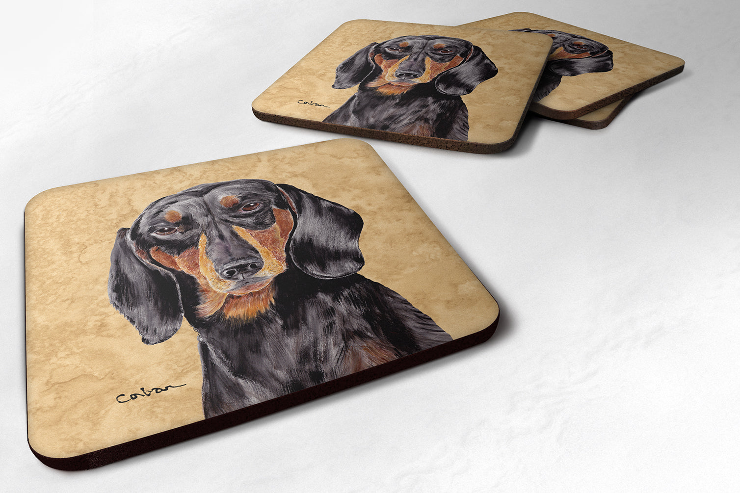 Dachshund Wipe your Paws Foam Coasters Set of 4 Cup Coasters for Indoor Outdoor, Tabletop Protection, Anti Slip, Mouse pad Material