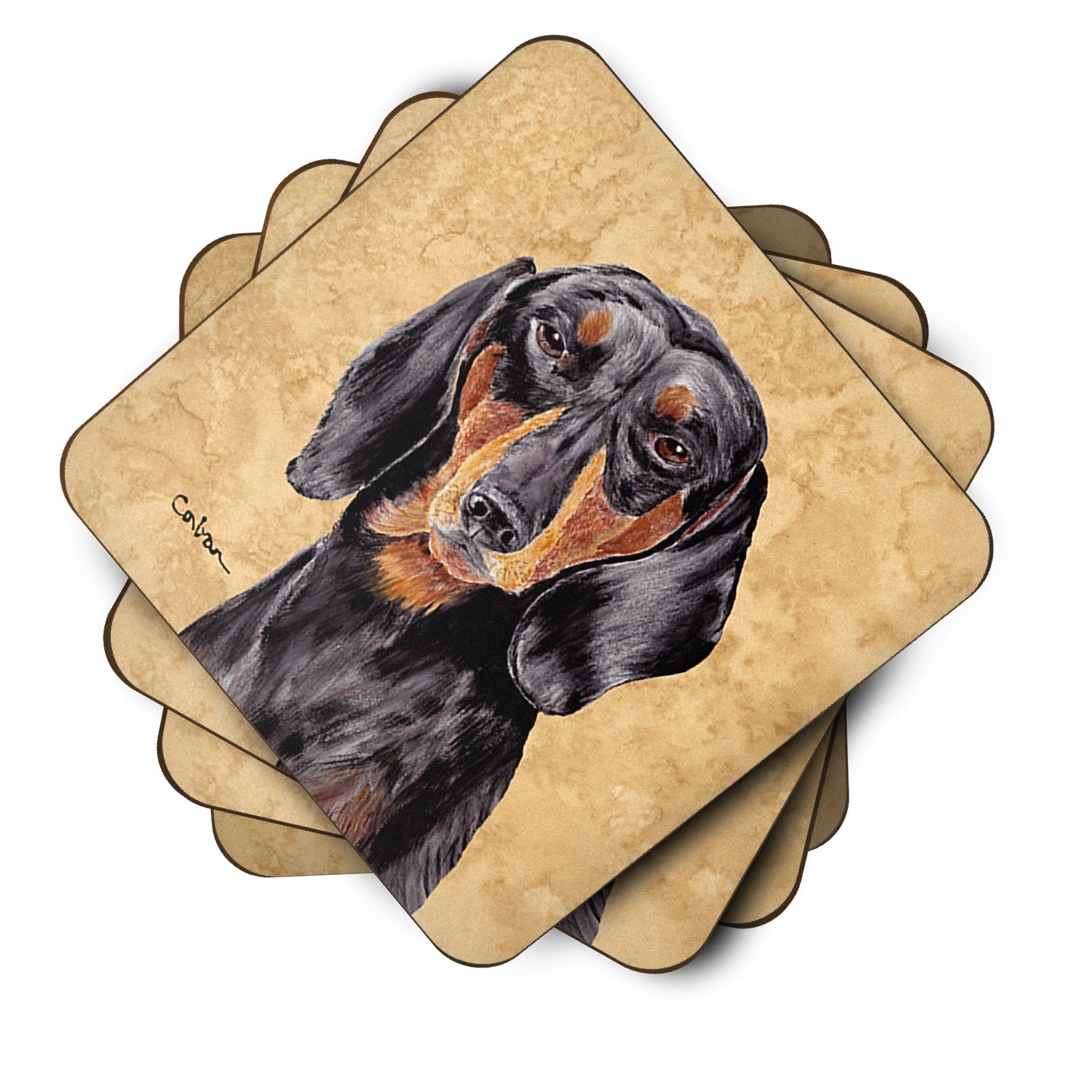 Dachshund Wipe your Paws Foam Coasters Set of 4 Cup Coasters for Indoor Outdoor, Tabletop Protection, Anti Slip, Mouse pad Material