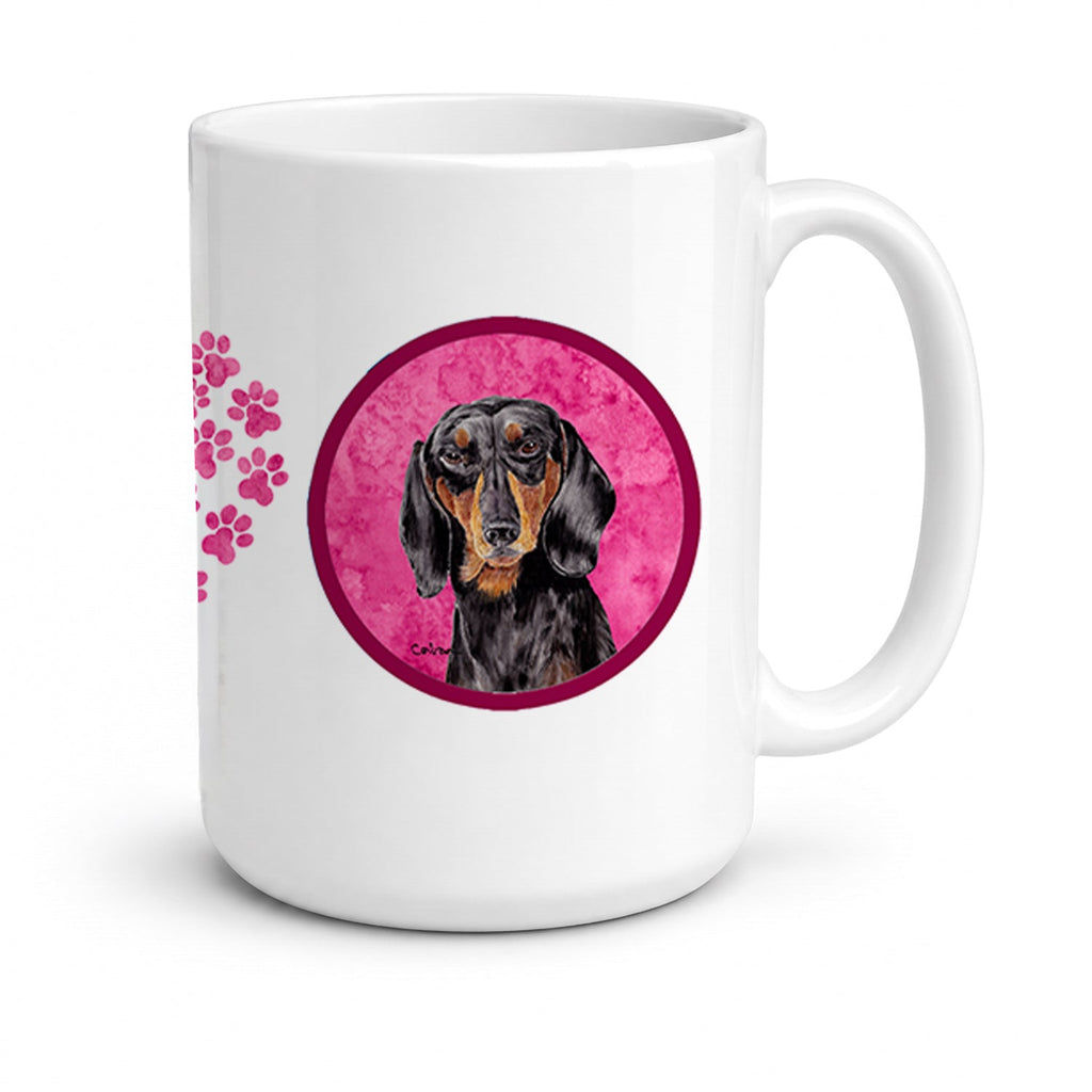Pink Dachshund Ceramic Coffee Mug 15 oz Decorative Large C Handle Mug Cup for Tea, Cocoa Hot Chocolate