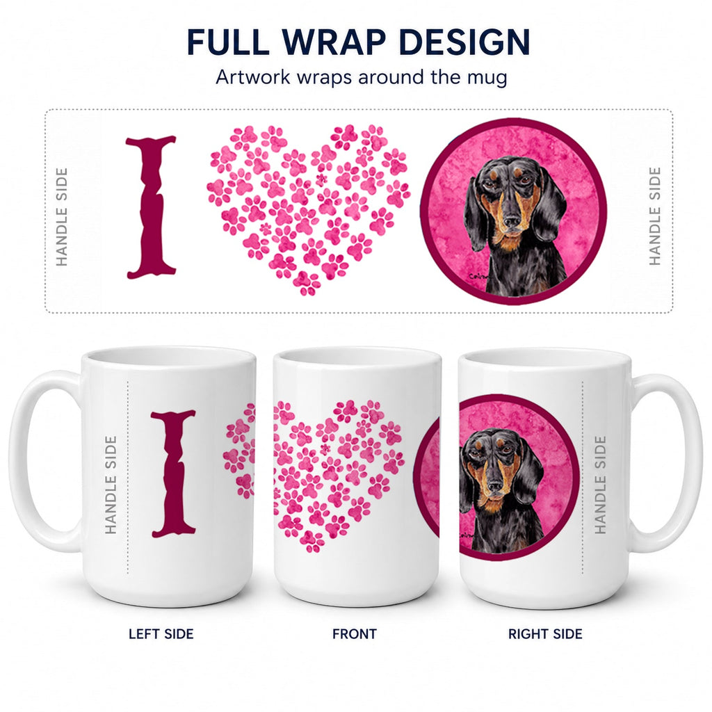 Pink Dachshund Ceramic Coffee Mug 15 oz Decorative Large C Handle Mug Cup for Tea, Cocoa Hot Chocolate