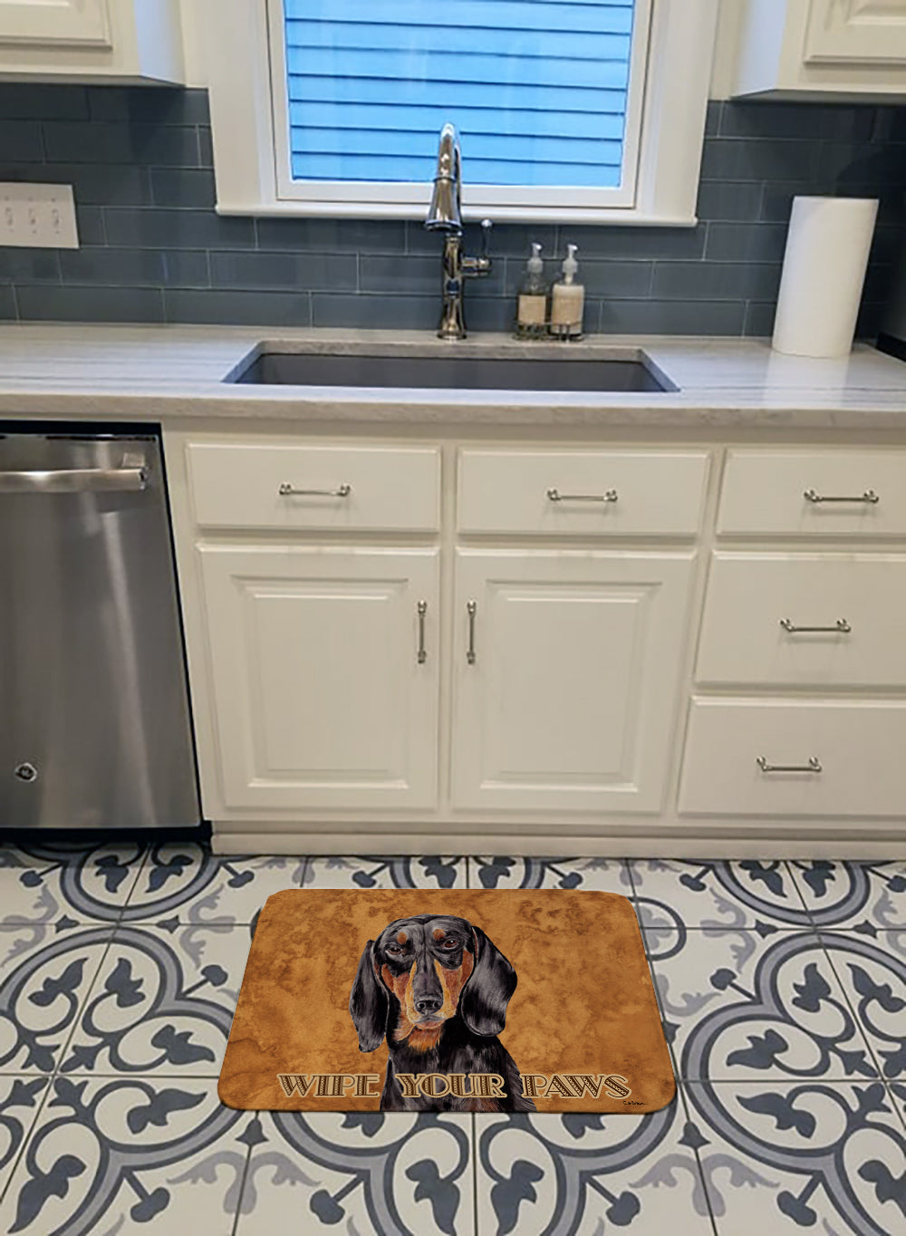 Dachshund Wipe your Paws Memory Foam Kitchen Mat Machine Washable Anti-Fatigue Cushion Comfort Bath or Kitchen Rug