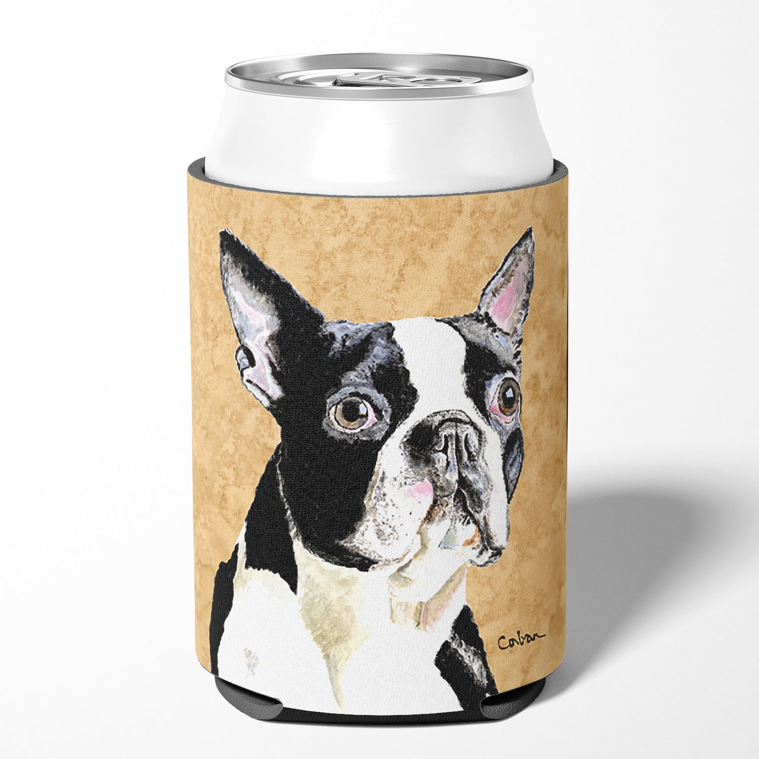 Boston Terrier Wipe your Paws Can or Bottle Hugger Cooler Sleeve for Standard 12 oz Cans, Insulated Foam Beer & Soda Can Hugger Reusable