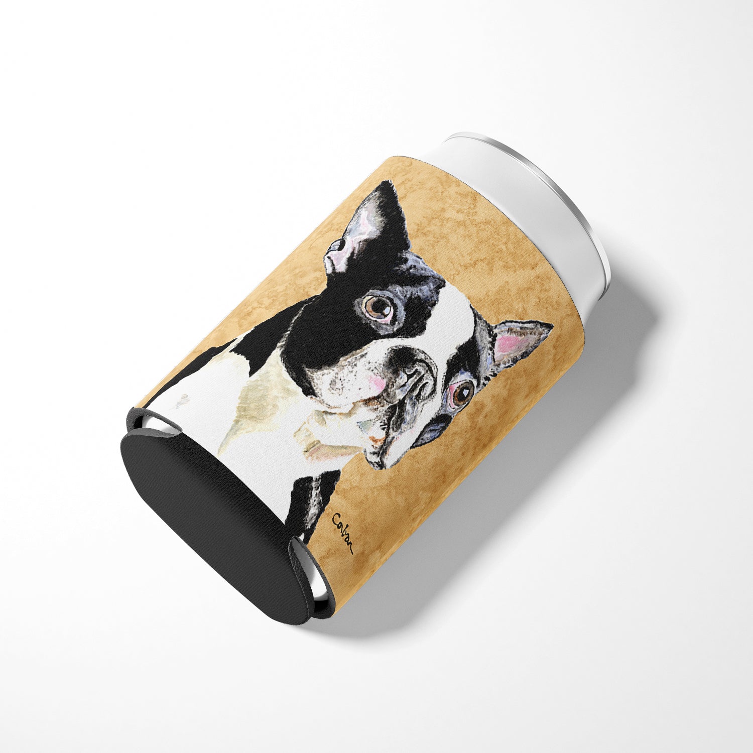 Boston Terrier Wipe your Paws Can or Bottle Hugger Cooler Sleeve for Standard 12 oz Cans, Insulated Foam Beer & Soda Can Hugger Reusable