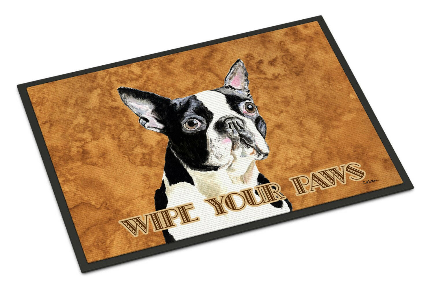 Boston Terrier Wipe your Paws Doormat Indoor Outdoor 18H X 27W Front Door Mat Rugs for Entryway, Non Slip Washable