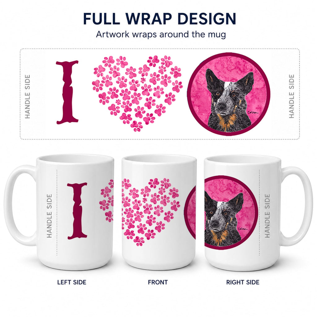 Pink Australian Cattle Dog Ceramic Coffee Mug 15 oz Decorative Large C Handle Mug Cup for Tea, Cocoa Hot Chocolate