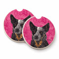Pink Australian Cattle Dog Set of 2 Cup Holder Car Coasters Absorbent Round Sandstone Coasters Gifts for Men or Women, 2.5, Multicolor