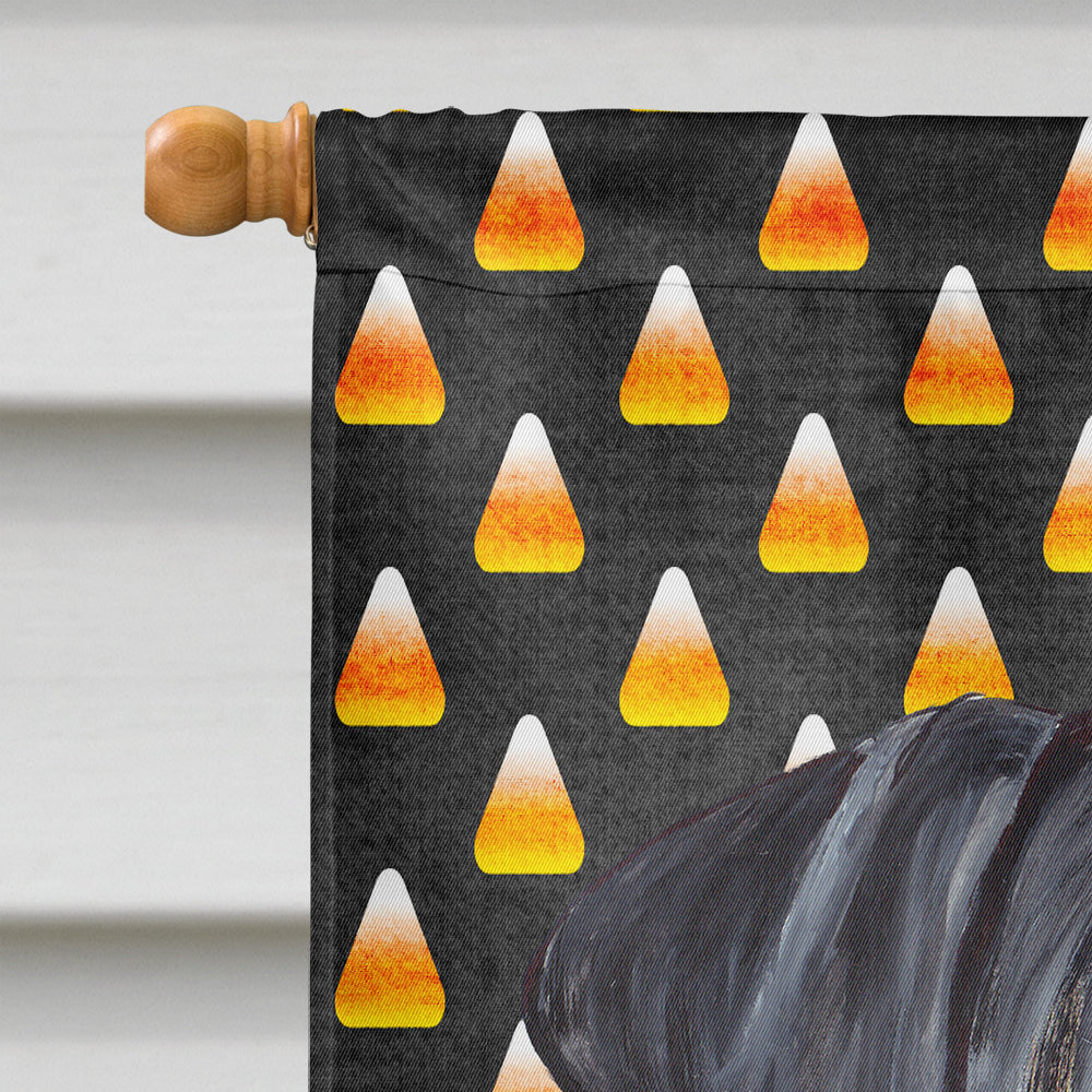 Doberman Natural Ears Candy Corn Halloween Portrait House Flag 28x40 Porch Sleeve Pole Decorative Outside Yard Banner Artwork Wall Hanging, Polyester