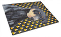 Doberman Natural Ears Candy Corn Halloween Portrait Cutting Board Tempered Glass Kitchen Cutting Surface, Heat Resistant Chopping, Non-Slip Feet, Food Prep & Serving