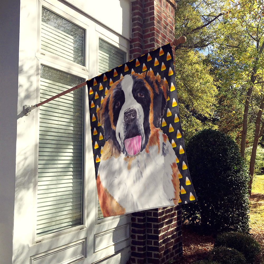 Saint Bernard Candy Corn Halloween Portrait House Flag 28x40 Porch Sleeve Pole Decorative Outside Yard Banner Artwork Wall Hanging, Polyester
