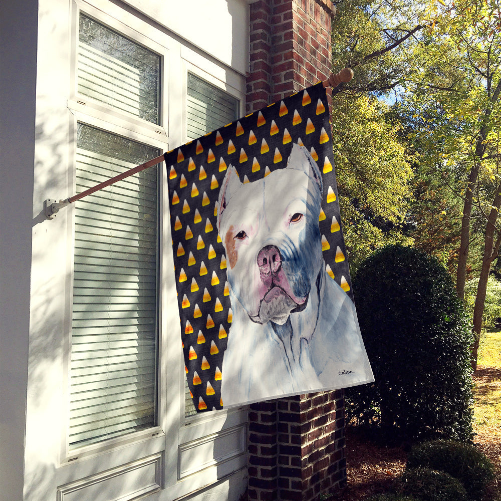 Pit Bull Candy Corn Halloween Portrait House Flag 28x40 Porch Sleeve Pole Decorative Outside Yard Banner Artwork Wall Hanging, Polyester