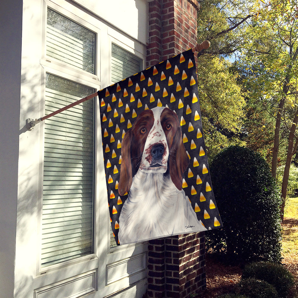 Welsh Springer Spaniel Candy Corn Halloween Portrait House Flag 28x40 Porch Sleeve Pole Decorative Outside Yard Banner Artwork Wall Hanging, Polyester