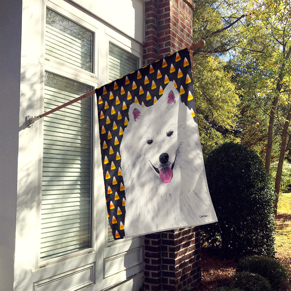 American Eskimo Candy Corn Halloween Portrait House Flag 28x40 Porch Sleeve Pole Decorative Outside Yard Banner Artwork Wall Hanging, Polyester