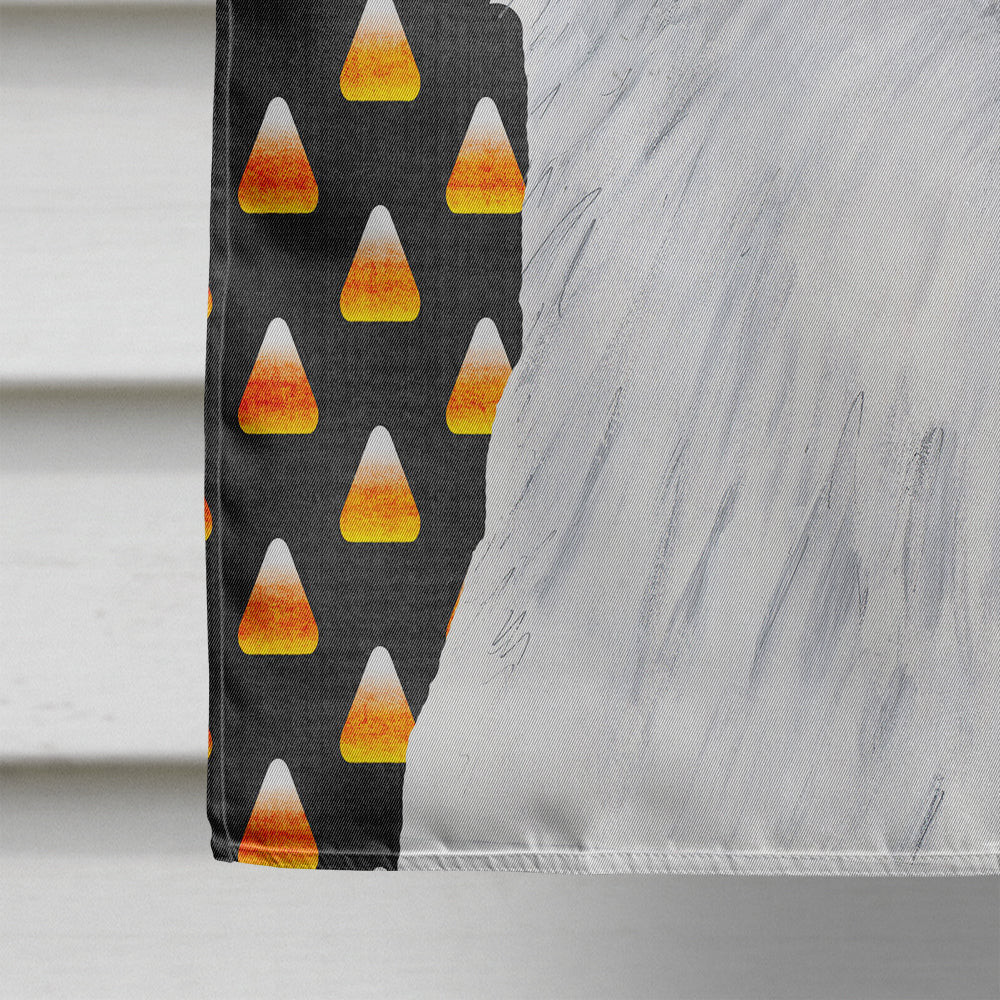 American Eskimo Candy Corn Halloween Portrait House Flag 28x40 Porch Sleeve Pole Decorative Outside Yard Banner Artwork Wall Hanging, Polyester