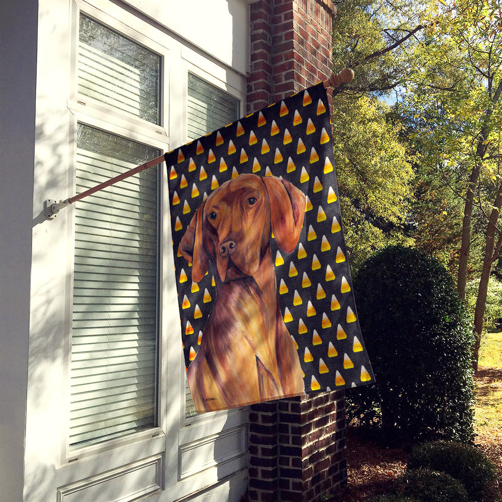 Vizsla Candy Corn Halloween Portrait House Flag 28x40 Porch Sleeve Pole Decorative Outside Yard Banner Artwork Wall Hanging, Polyester