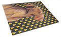 Vizsla Candy Corn Halloween Portrait Cutting Board Tempered Glass Kitchen Cutting Surface, Heat Resistant Chopping, Non-Slip Feet, Food Prep & Serving