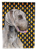 Weimaraner Candy Corn Halloween Portrait House Flag 28x40 Porch Sleeve Pole Decorative Outside Yard Banner Artwork Wall Hanging, Polyester