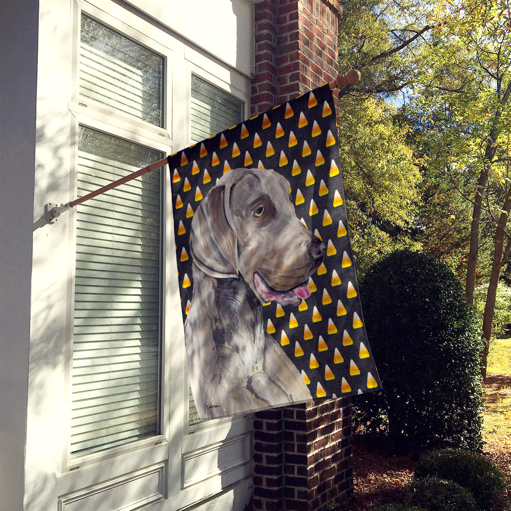 Weimaraner Candy Corn Halloween Portrait House Flag 28x40 Porch Sleeve Pole Decorative Outside Yard Banner Artwork Wall Hanging, Polyester