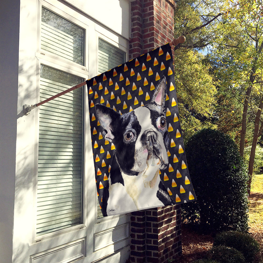 Boston Terrier Candy Corn Halloween Portrait House Flag 28x40 Porch Sleeve Pole Decorative Outside Yard Banner Artwork Wall Hanging, Polyester