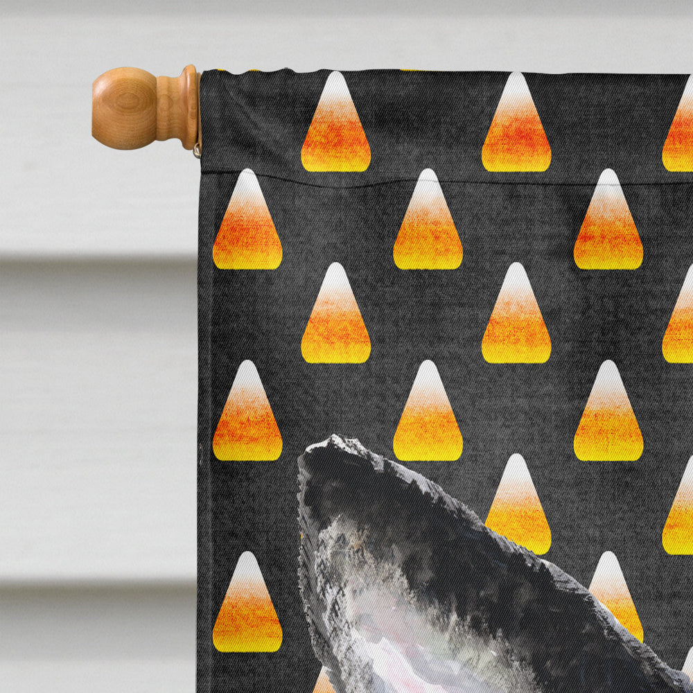 Boston Terrier Candy Corn Halloween Portrait House Flag 28x40 Porch Sleeve Pole Decorative Outside Yard Banner Artwork Wall Hanging, Polyester