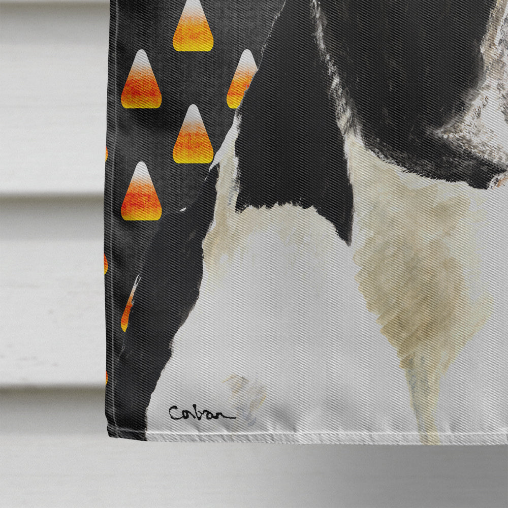 Boston Terrier Candy Corn Halloween Portrait House Flag 28x40 Porch Sleeve Pole Decorative Outside Yard Banner Artwork Wall Hanging, Polyester