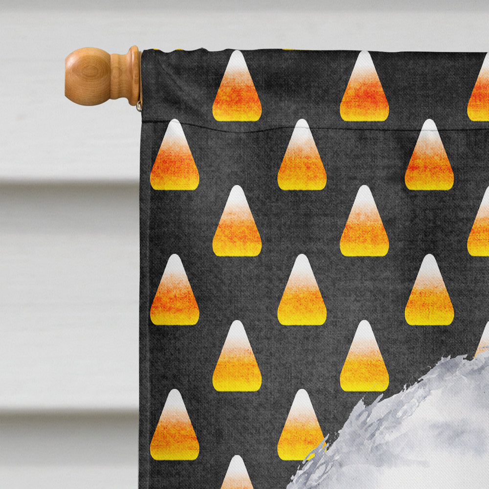 Bichon Frise Candy Corn Halloween Portrait House Flag 28x40 Porch Sleeve Pole Decorative Outside Yard Banner Artwork Wall Hanging, Polyester