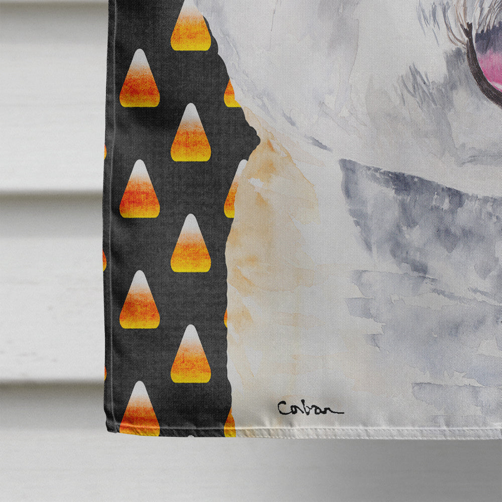 Bichon Frise Candy Corn Halloween Portrait House Flag 28x40 Porch Sleeve Pole Decorative Outside Yard Banner Artwork Wall Hanging, Polyester
