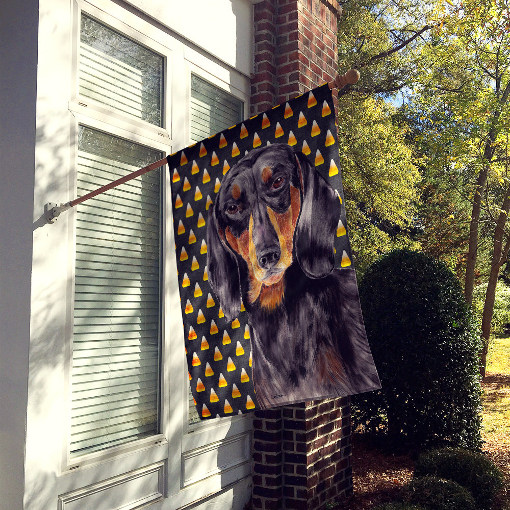 Dachshund Candy Corn Halloween Portrait House Flag 28x40 Porch Sleeve Pole Decorative Outside Yard Banner Artwork Wall Hanging, Polyester