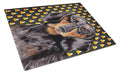 Dachshund Candy Corn Halloween Portrait Cutting Board Tempered Glass Kitchen Cutting Surface, Heat Resistant Chopping, Non-Slip Feet, Food Prep & Serving