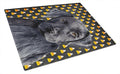 Labrador Candy Corn Halloween Portrait Cutting Board Tempered Glass Kitchen Cutting Surface, Heat Resistant Chopping, Non-Slip Feet, Food Prep & Serving