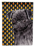Pug Candy Corn Halloween Portrait House Flag 28x40 Porch Sleeve Pole Decorative Outside Yard Banner Artwork Wall Hanging, Polyester