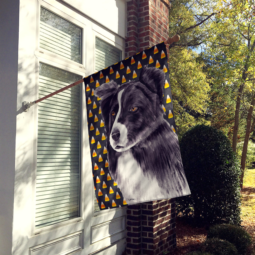 Border Collie Candy Corn Halloween Portrait House Flag 28x40 Porch Sleeve Pole Decorative Outside Yard Banner Artwork Wall Hanging, Polyester