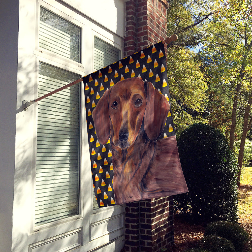 Dachshund Candy Corn Halloween Portrait House Flag 28x40 Porch Sleeve Pole Decorative Outside Yard Banner Artwork Wall Hanging, Polyester